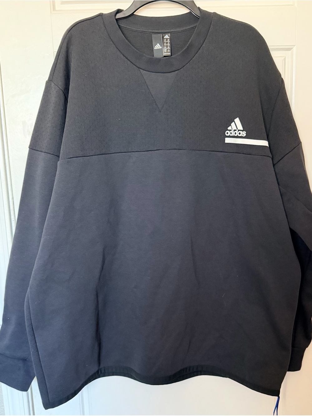 adidas Men’s Black Crewneck Sweatshirt with White Logo